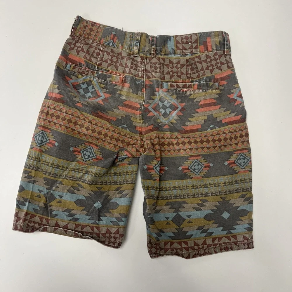 Empyre Men's Aztec-Print Gray & Multicolor Flat Front Shorts